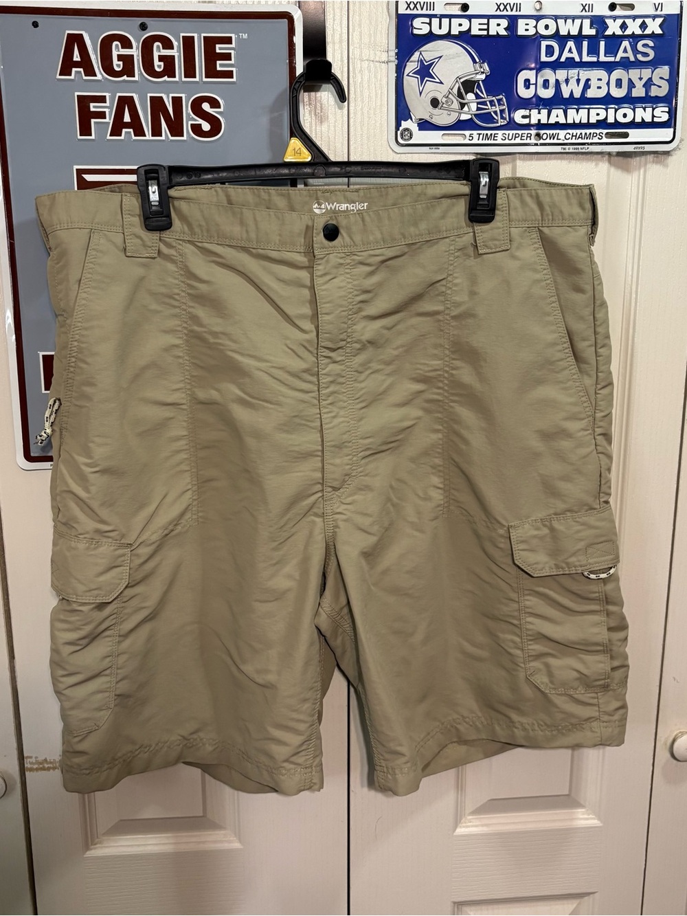 Wrangler Men's Tan Cargo Shorts with Multiple Pockets